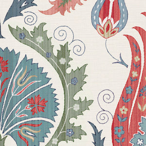 Coral and grey blue and green