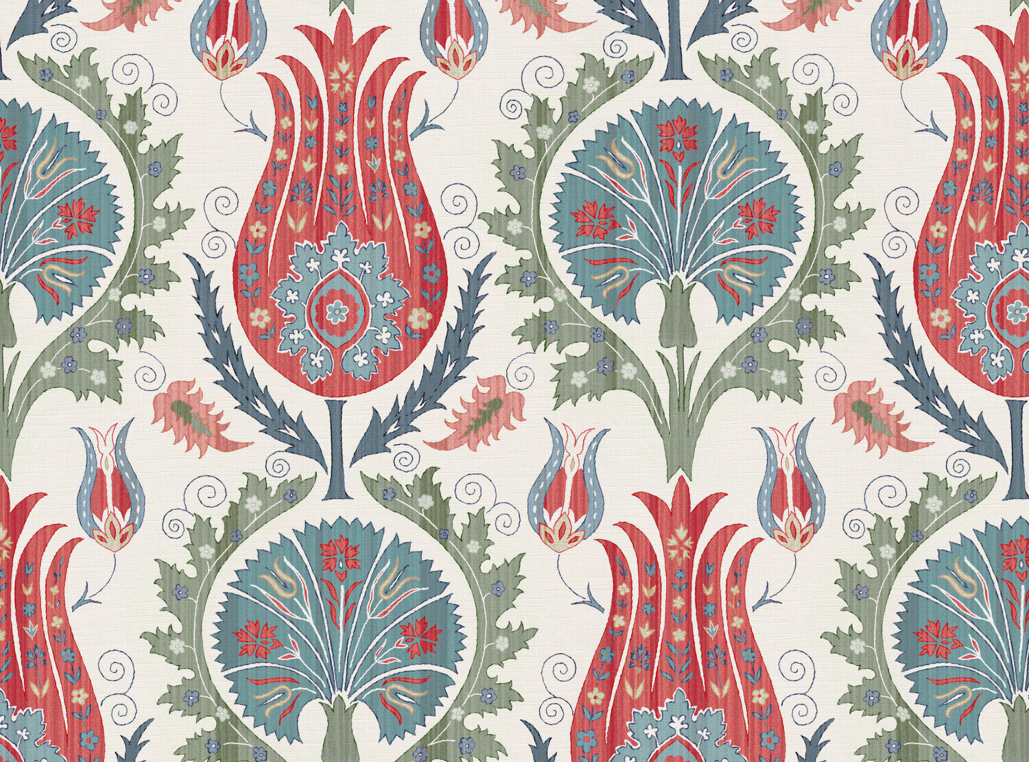CW: Coral and grey blue and green | BASE: Luxury Linen