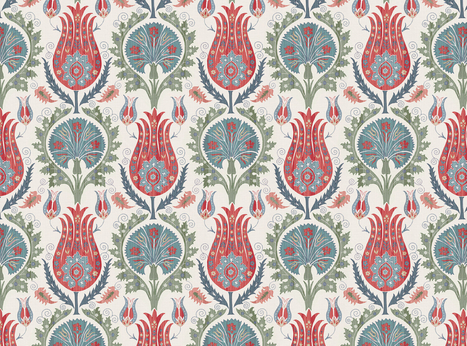 CW: Coral and grey blue and green | BASE: Luxury Linen