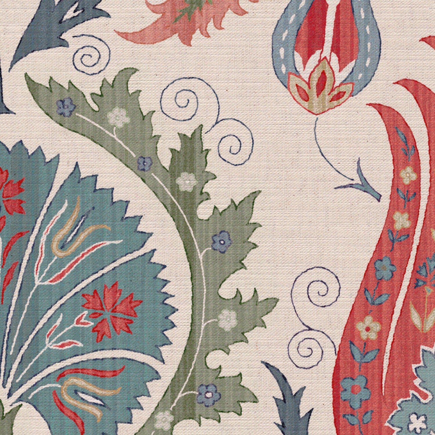 CW: Coral and grey blue and green | BASE: Mercia Linen | HERO