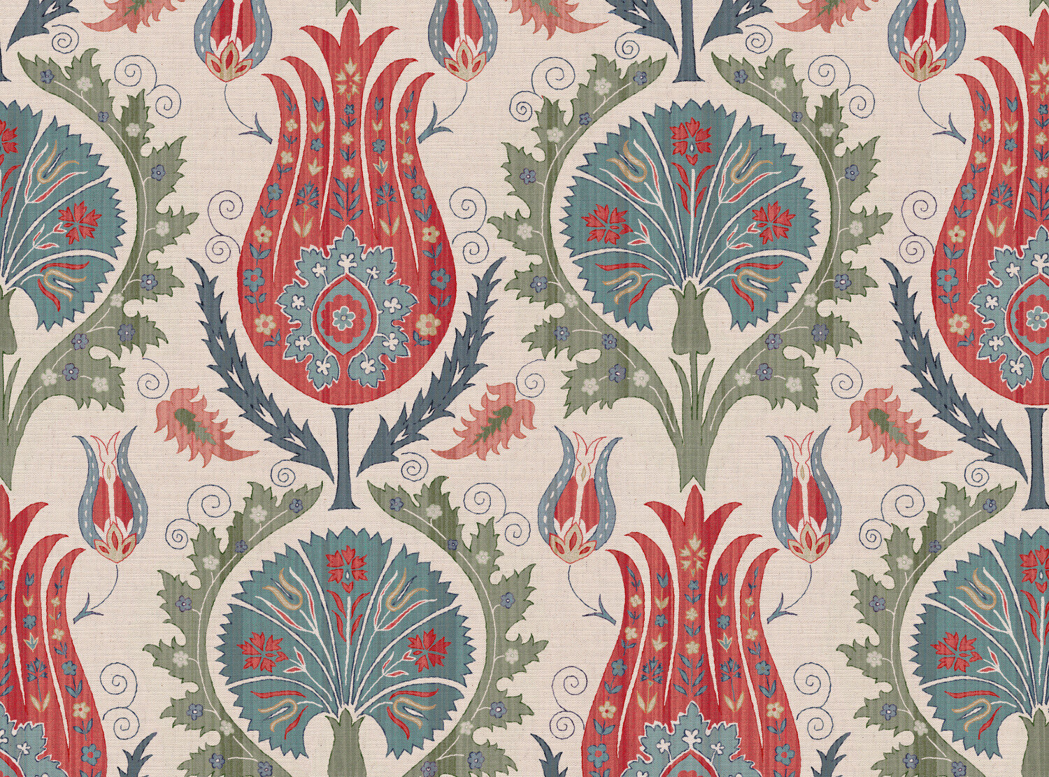 CW: Coral and grey blue and green | BASE: Mercia Linen