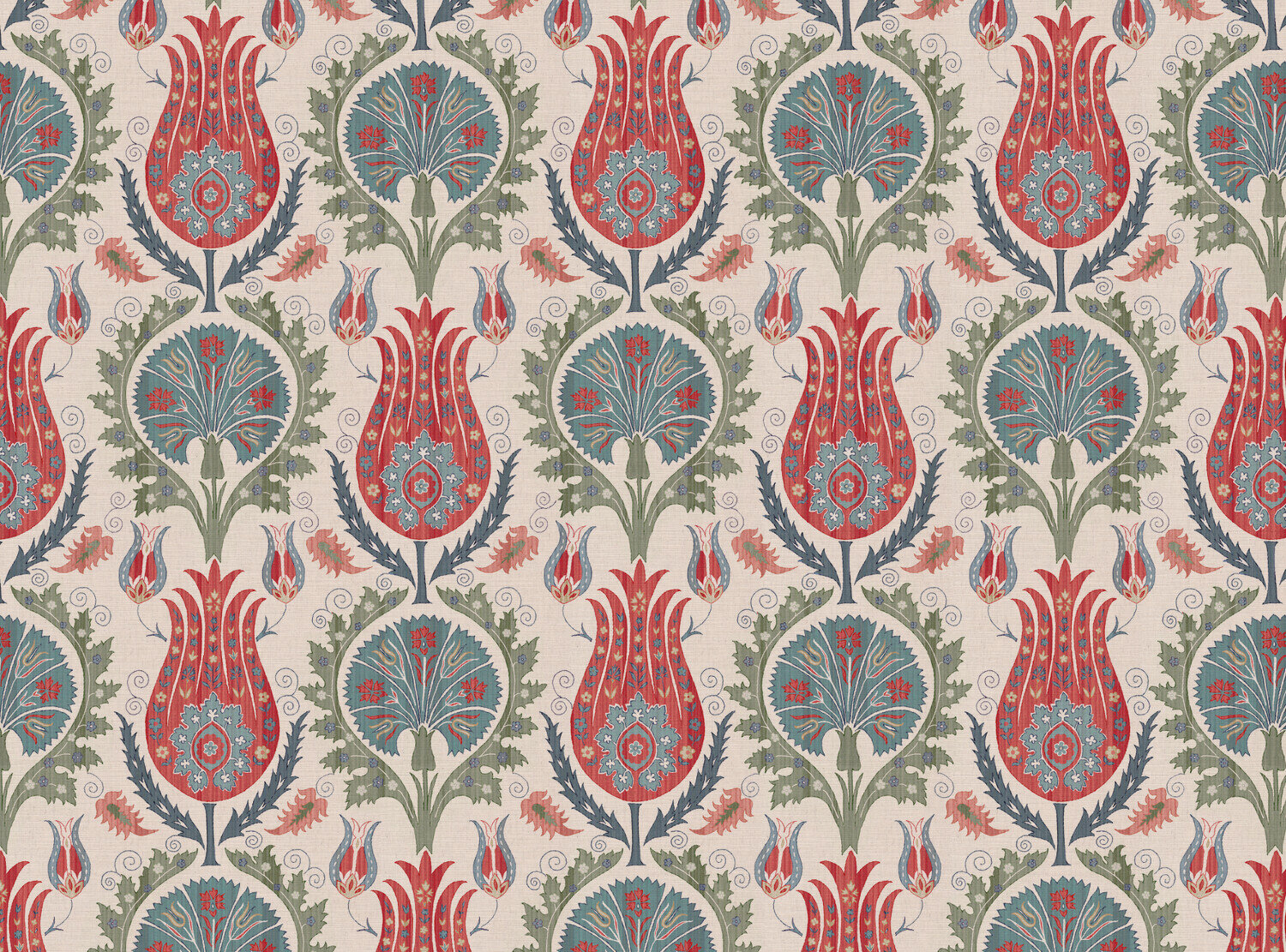 CW: Coral and grey blue and green | BASE: Mercia Linen