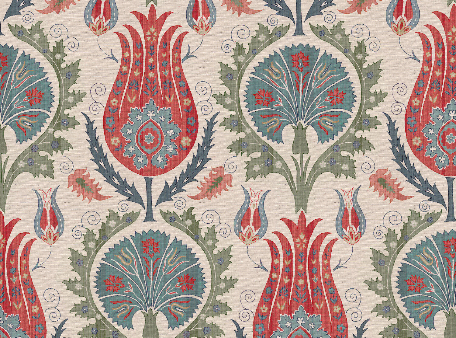 CW: Coral and grey blue and green | BASE: Natural Luxury Linen