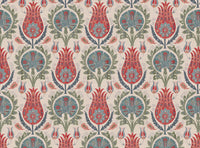 Coral and grey blue and green