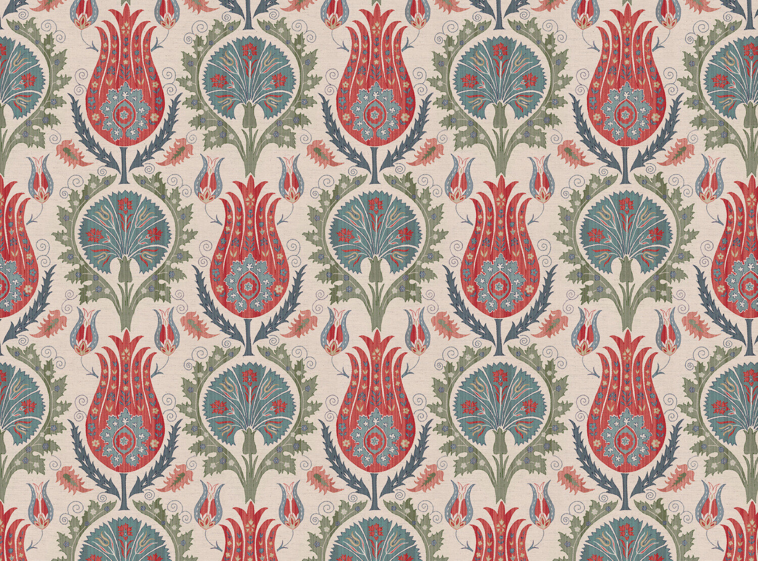 CW: Coral and grey blue and green | BASE: Natural Luxury Linen