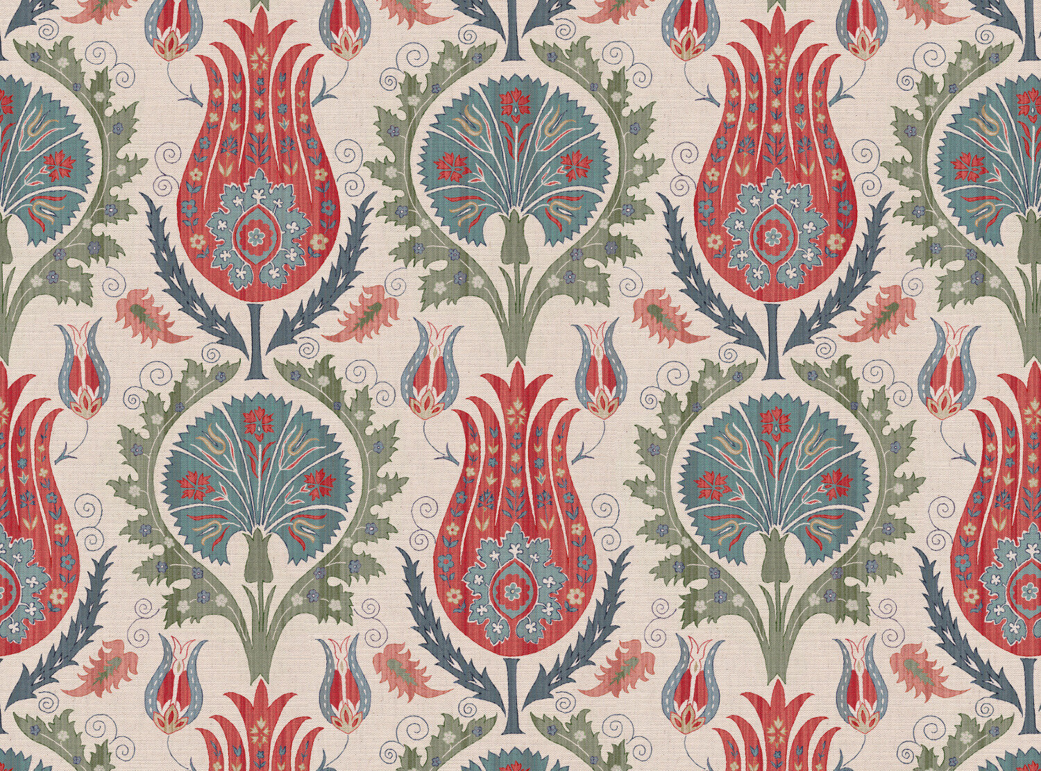 CW: Coral grey blue and green | BASE: Mercia Linen