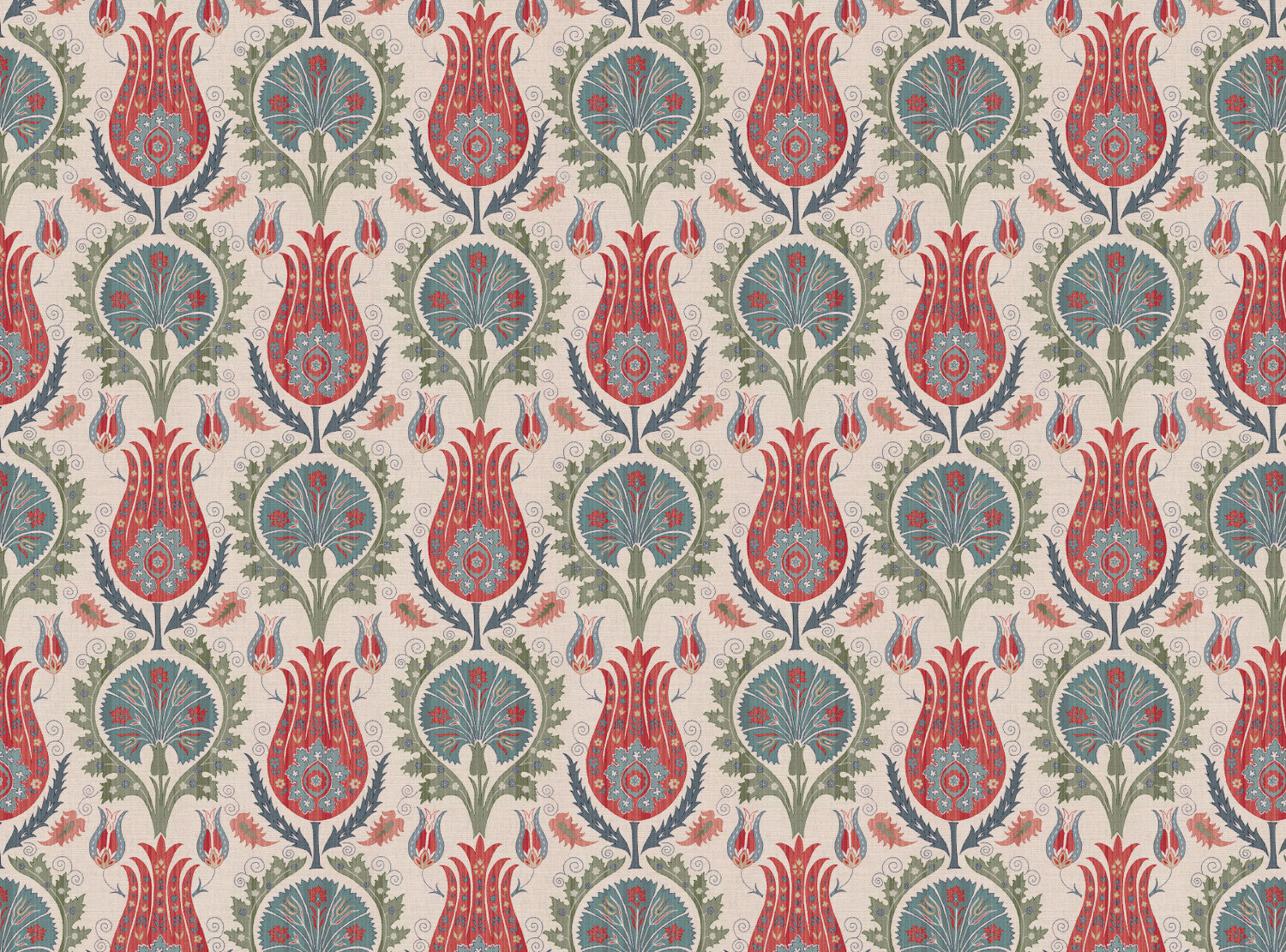 CW: Coral grey blue and green | BASE: Mercia Linen