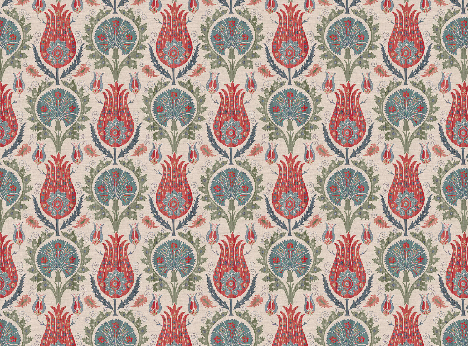 CW: Coral grey blue and green | BASE: Natural Luxury Linen