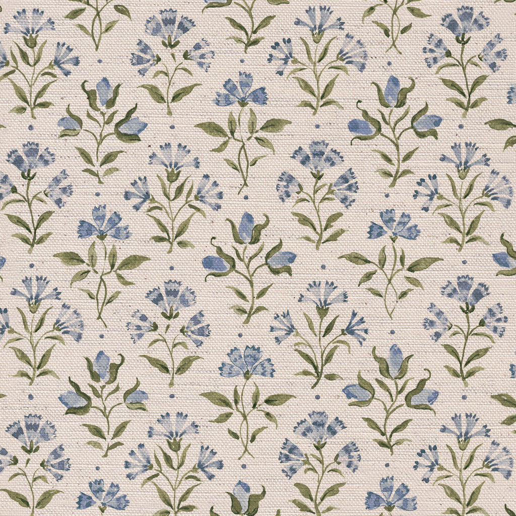 CW: Soft cornflower blue and green | BASE: Natural Luxury Linen | HERO