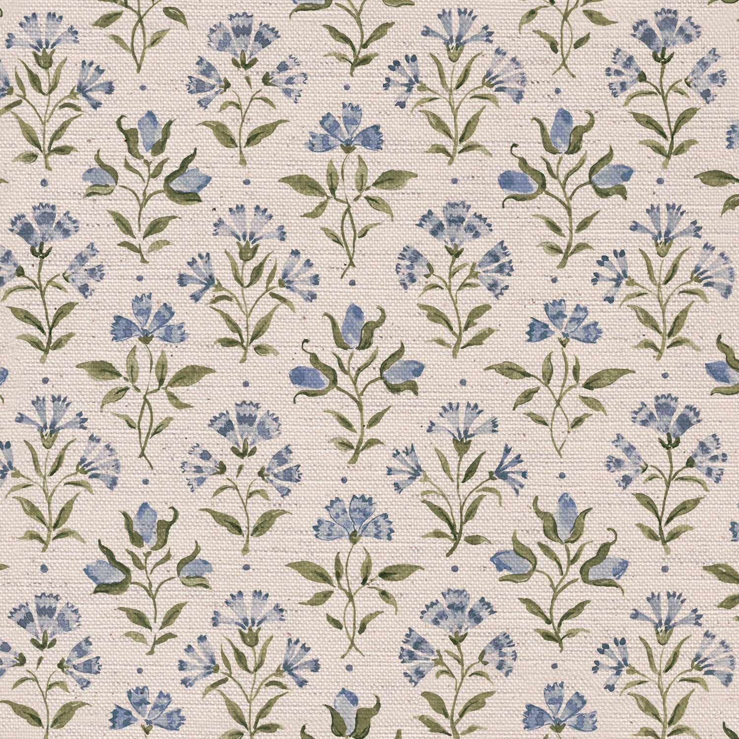 CW: Soft cornflower blue and green | BASE: Natural Luxury Linen | HERO