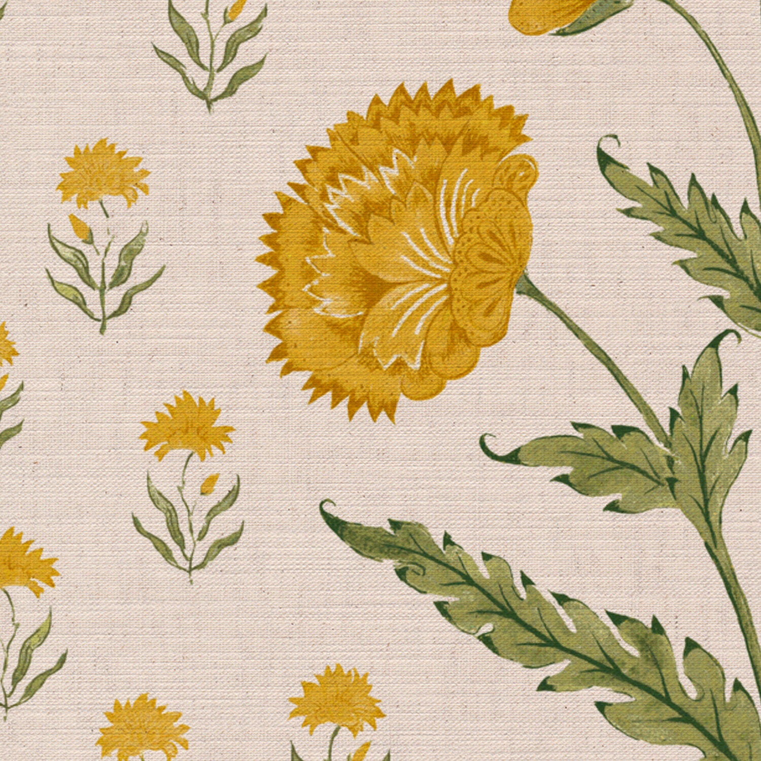 CW: Golden yellow and moss green | BASE: Mercia Linen | HERO
