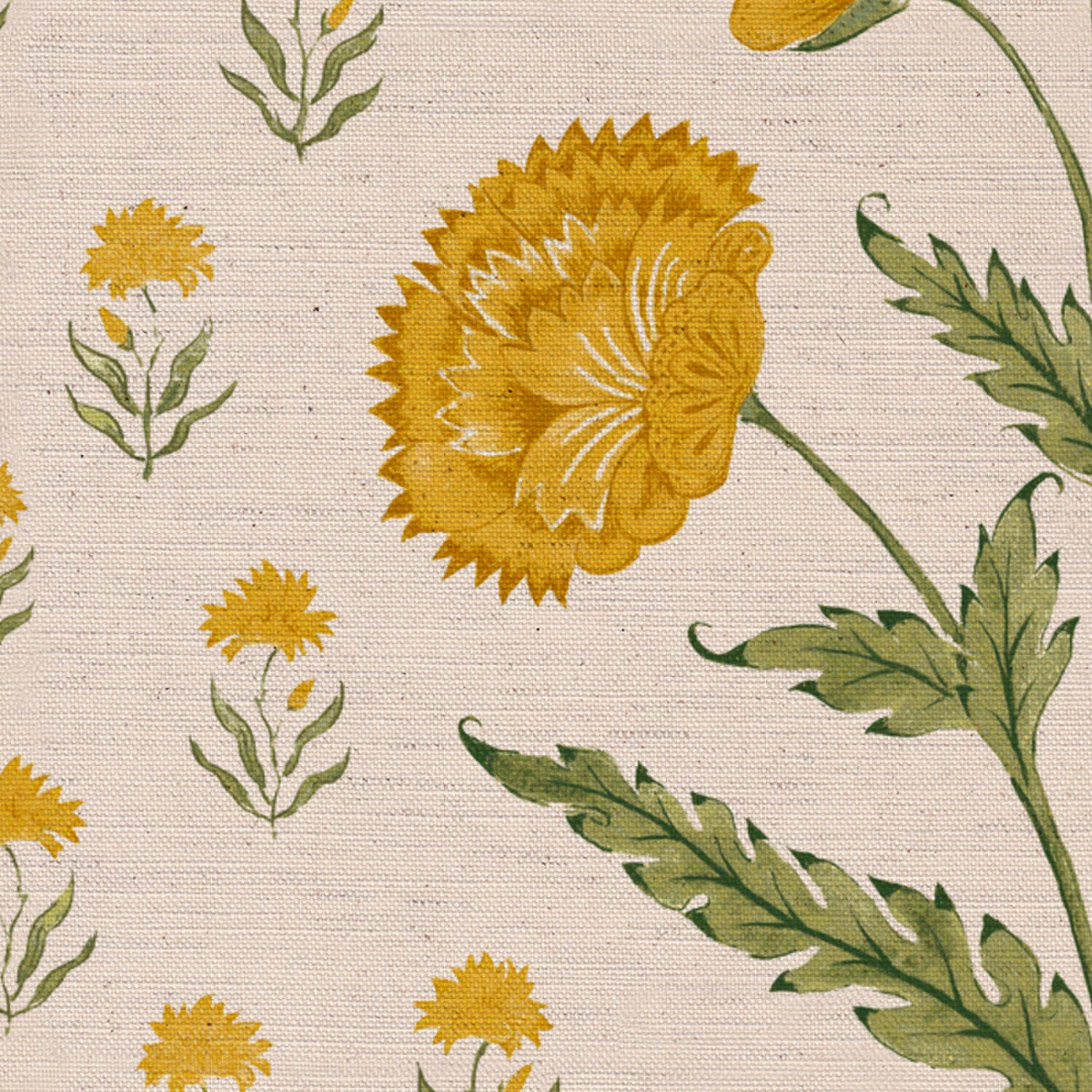 CW: Golden yellow and moss green | BASE: Natural Luxury Linen | HERO