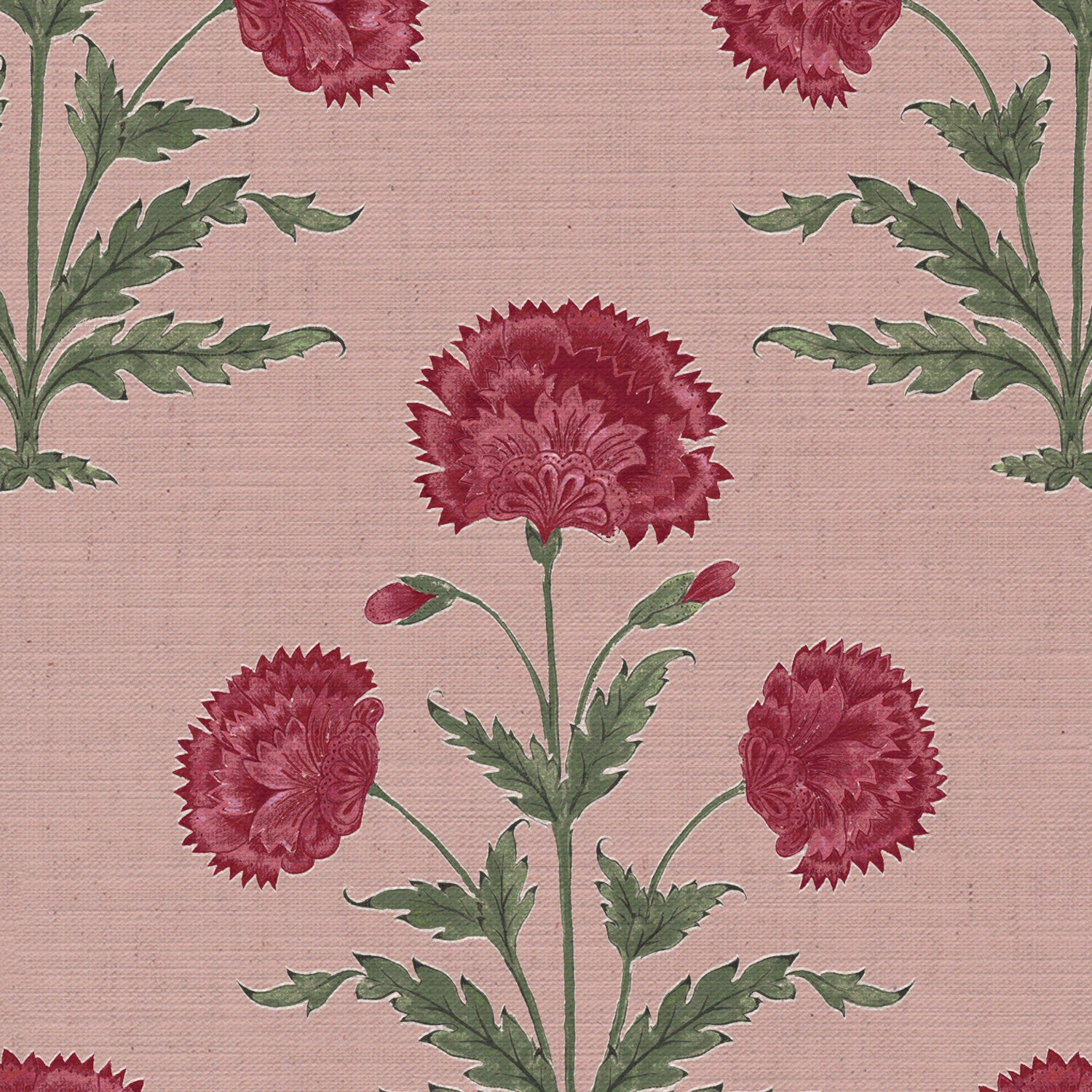 CW: Red damson and green with pink ground | BASE: Mercia Linen | HERO