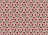Red damson and green with pink ground