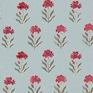 Red damson and green grey with blue ground