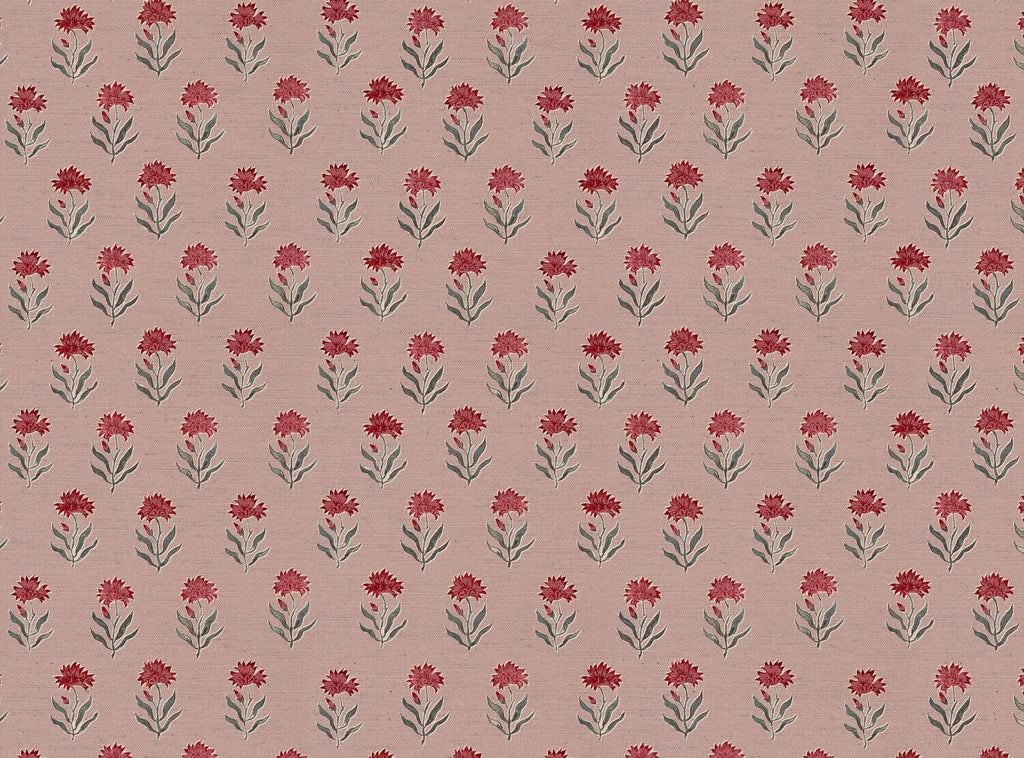CW: Warm red and grey blue with pink ground | BASE: Natural Luxury Linen