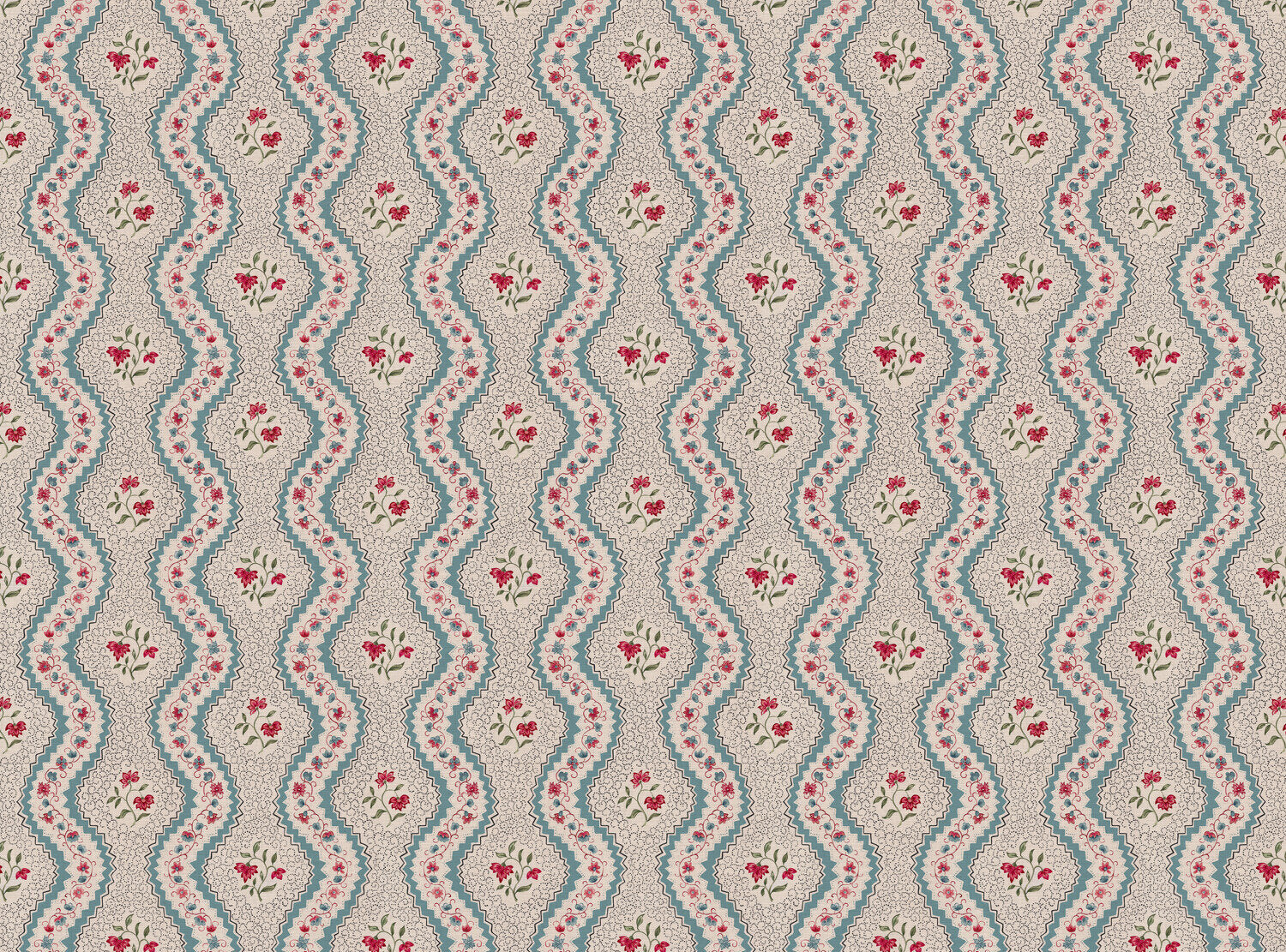 CW: Blue red and green matching wallpaper | BASE: Mercia Linen