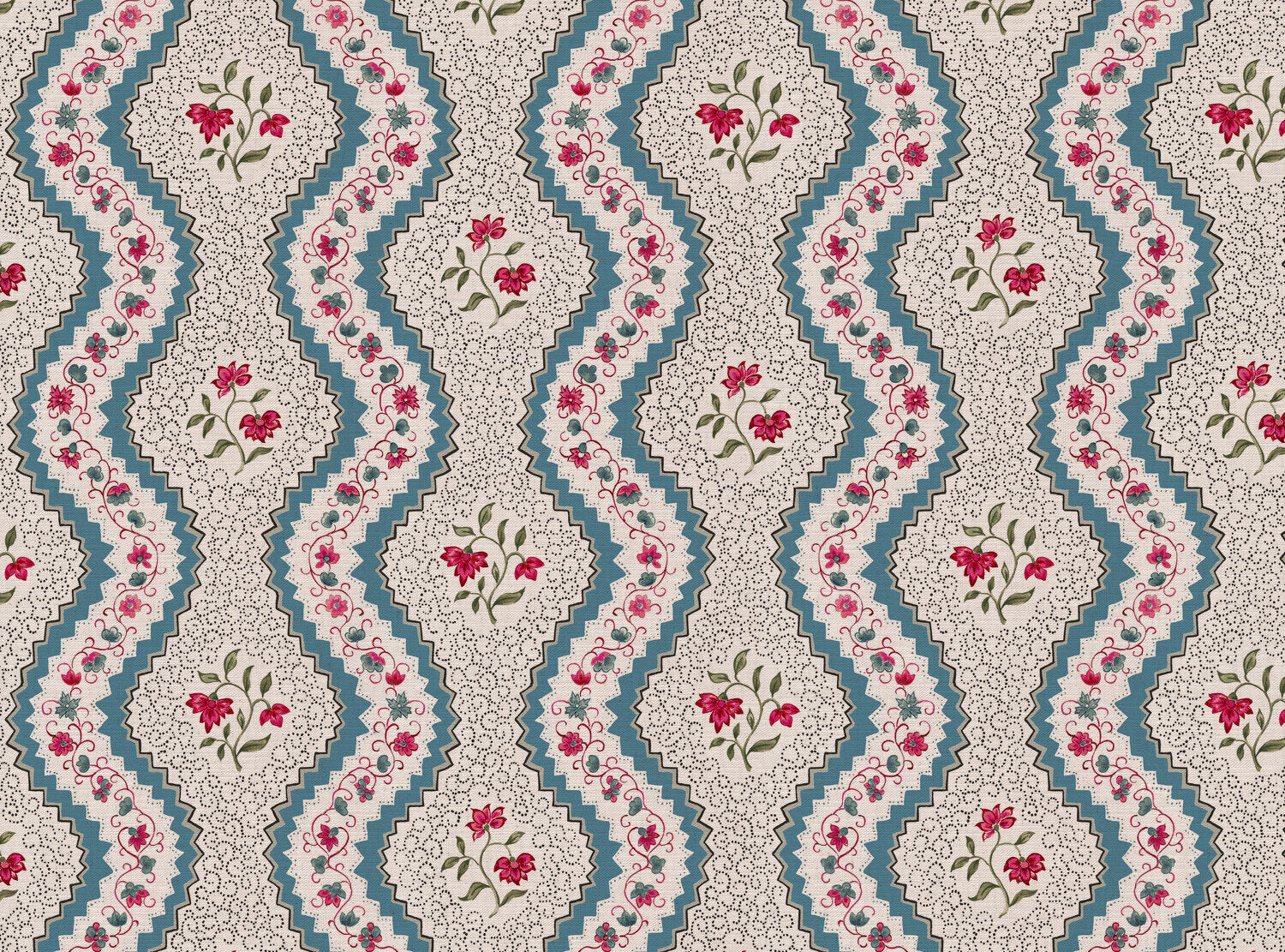 CW: Bright blue pinky red and green | BASE: Mercia Linen