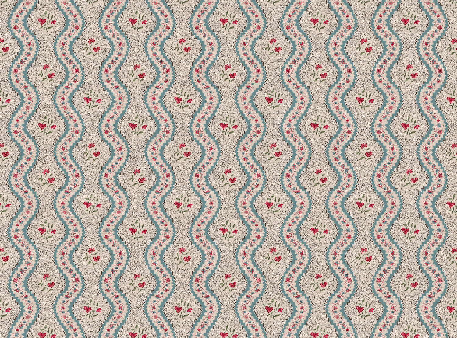 CW: Blue red and green matching wallpaper | BASE: Natural Luxury Linen