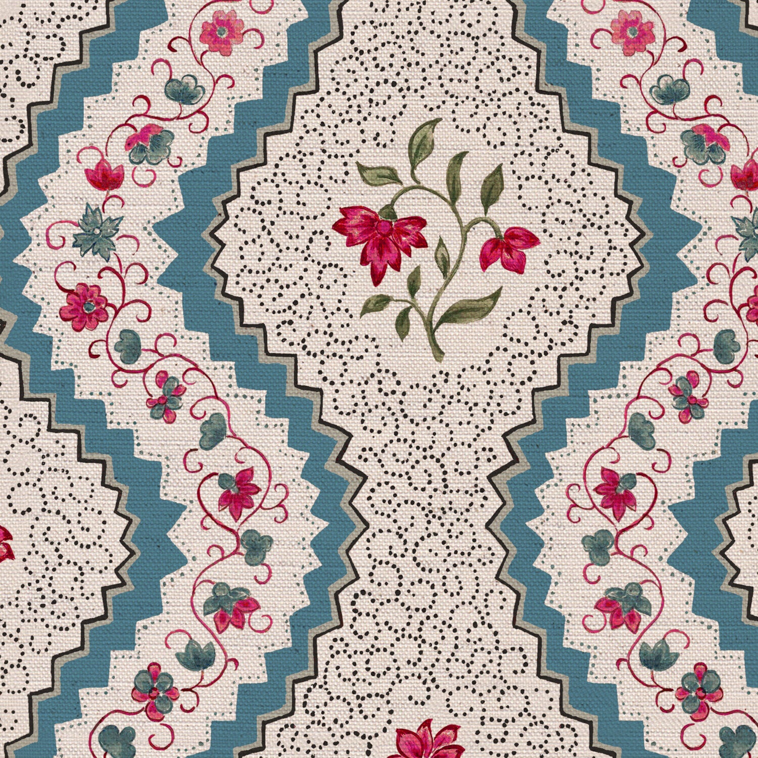 CW: Bright blue pinky red and green | BASE: Natural Luxury Linen | HERO