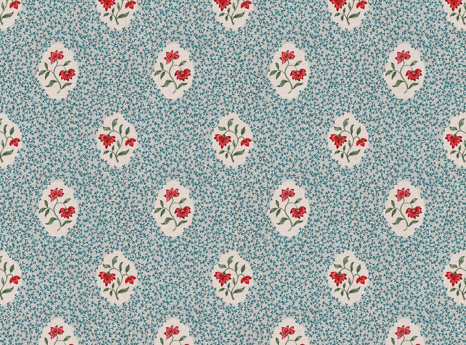 CW: Greeny blue and red | BASE: Mercia Linen