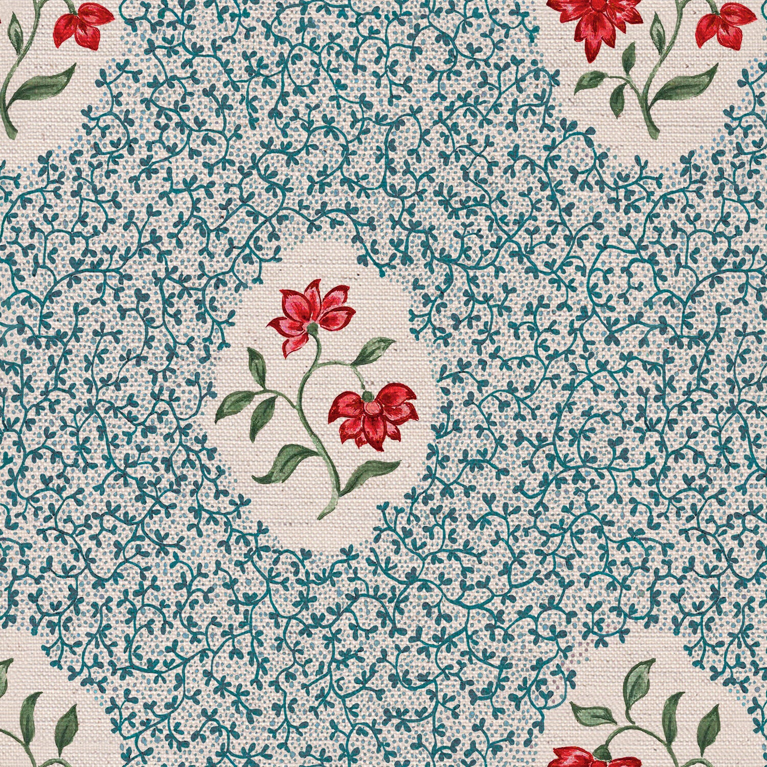 CW: Greeny blue and red | BASE: Natural Luxury Linen | HERO