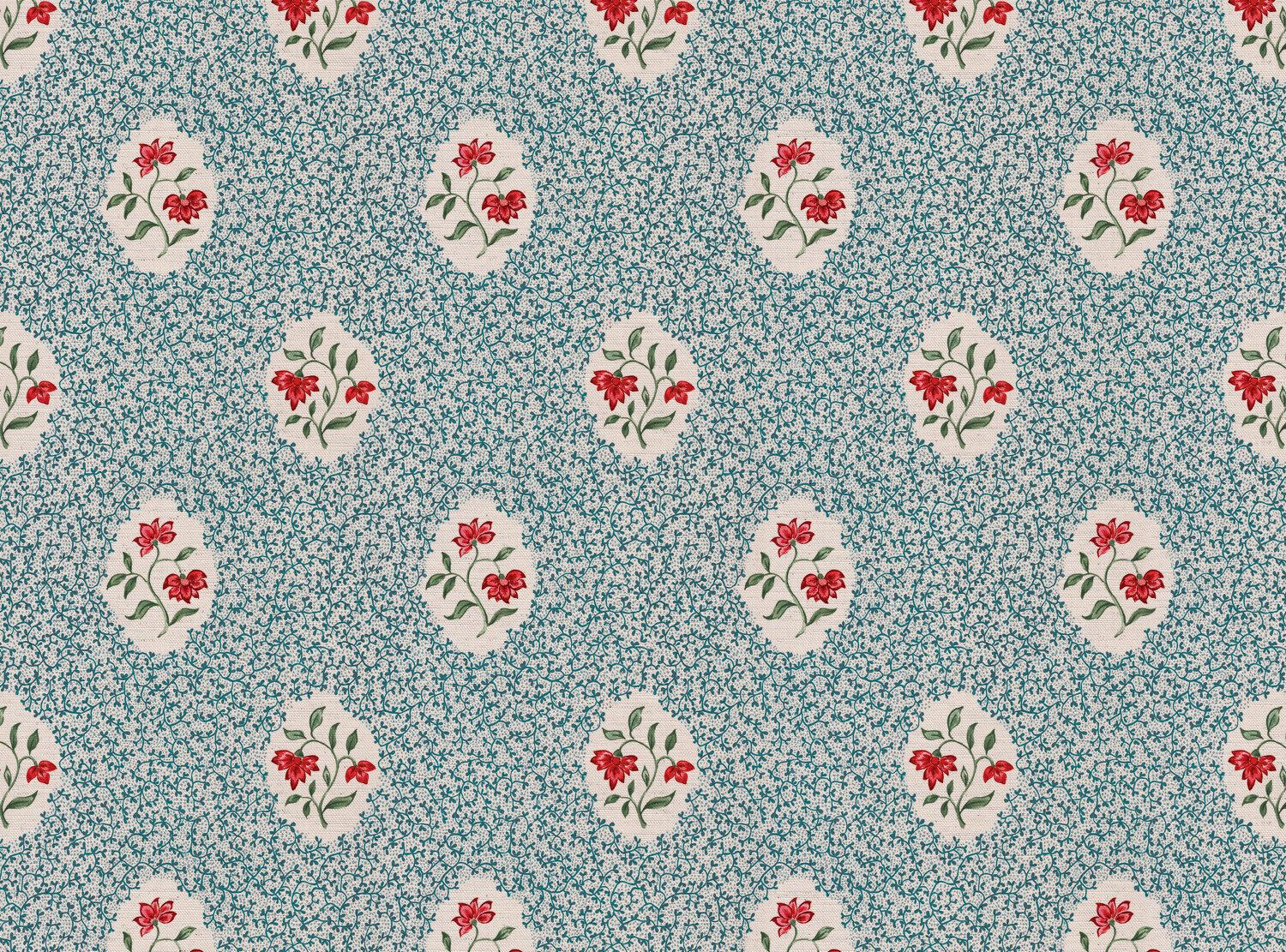 CW: Greeny blue and red | BASE: Natural Luxury Linen