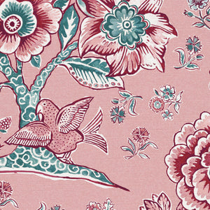 Soft pink ground damson and green blue