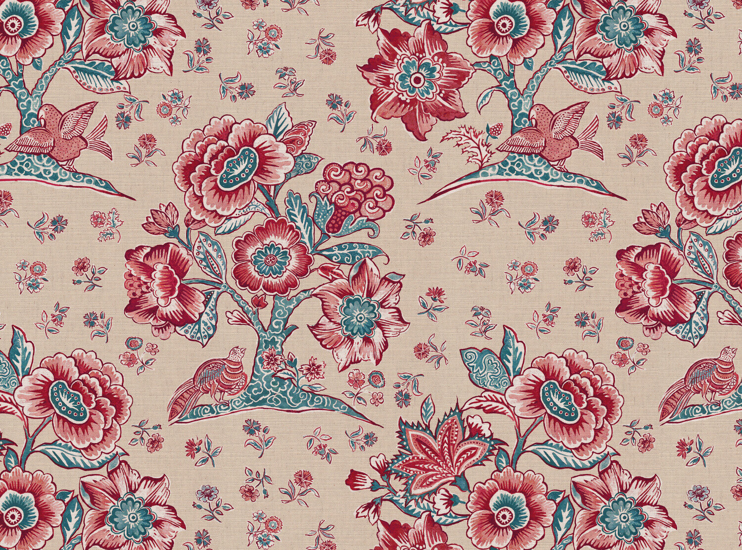 CW: Red and green blue cream ground | BASE: Mercia Linen