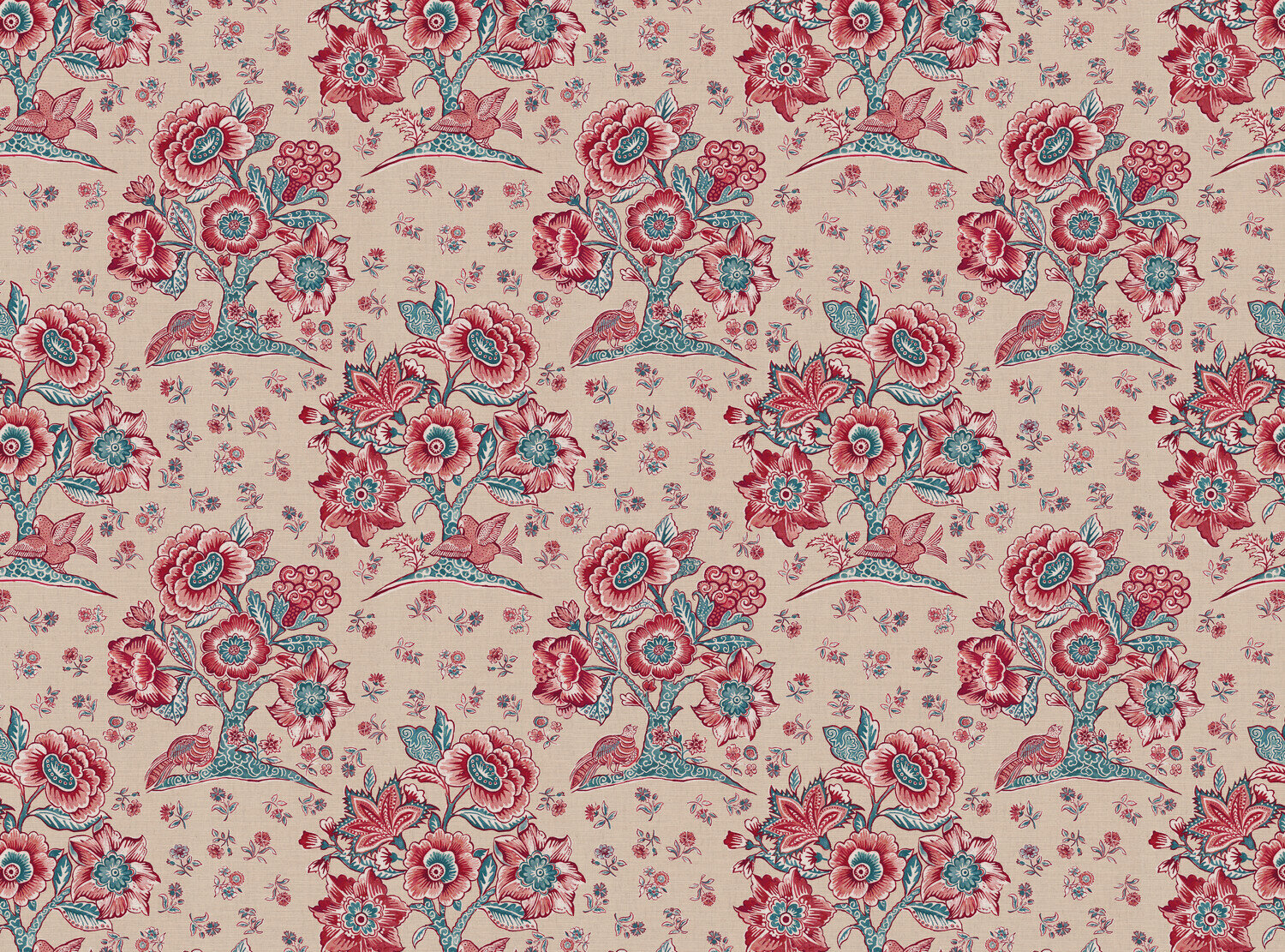 CW: Red and green blue cream ground | BASE: Mercia Linen