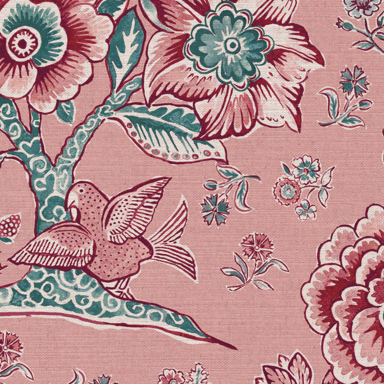 CW: Soft pink ground damson and green blue | BASE: Mercia Linen | HERO