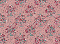 Soft pink ground damson and green blue