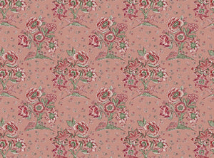 Soft putty pink ground pink and green