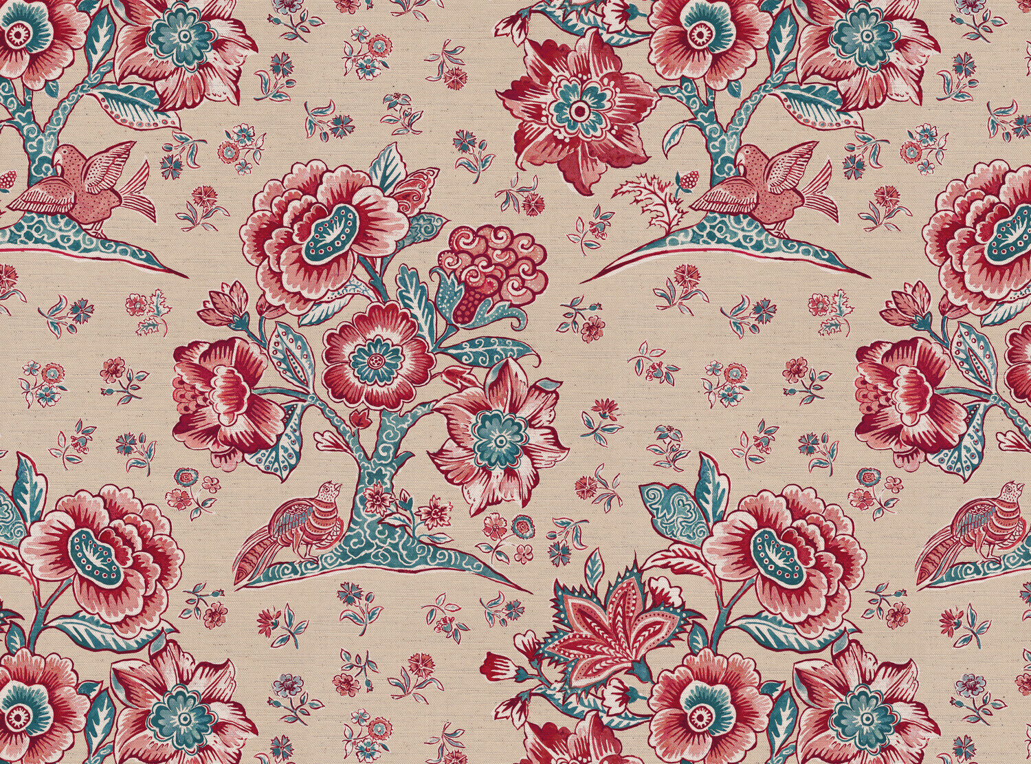 CW: Red and green blue cream ground | BASE: Natural Luxury Linen