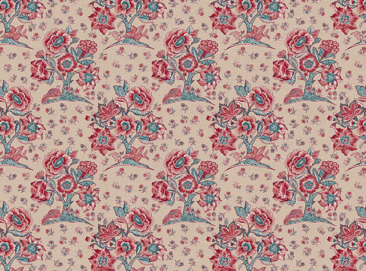 CW: Red and green blue cream ground | BASE: Natural Luxury Linen