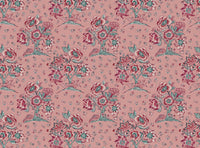 Soft pink ground damson and green blue