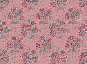 Soft pink ground damson and green blue