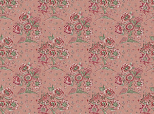 Soft putty pink ground pink and green