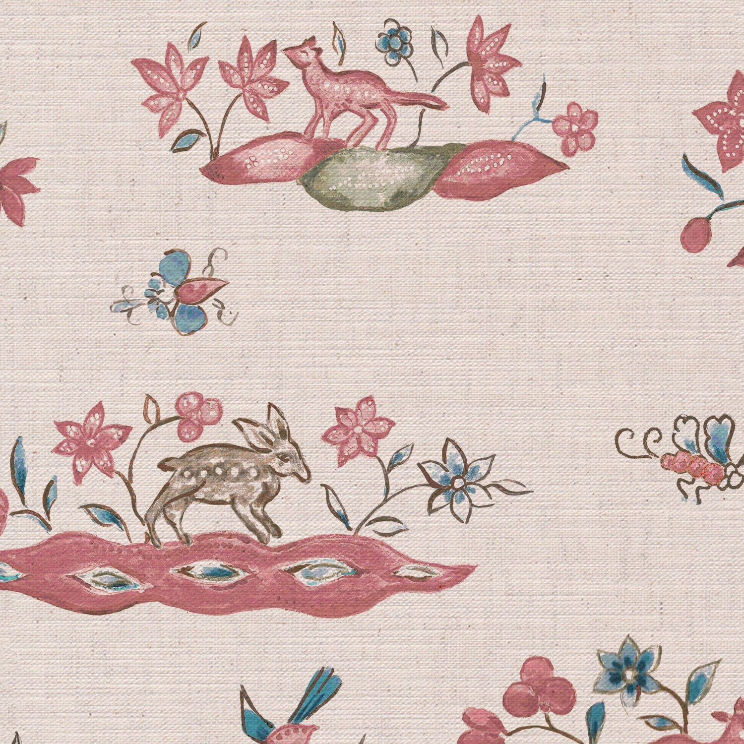 CW: Soft red pink and blue | BASE: Mercia Linen | HERO