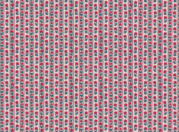 Bukhara Flower Stripe warm red and blues
