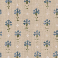 Blue and green with cream ground