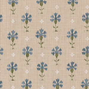 Blue and green with cream ground