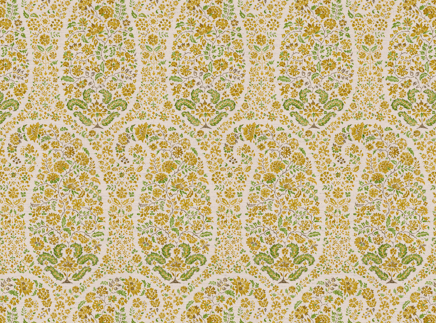 CW: Yellow green white ground | BASE: Natural Luxury Linen