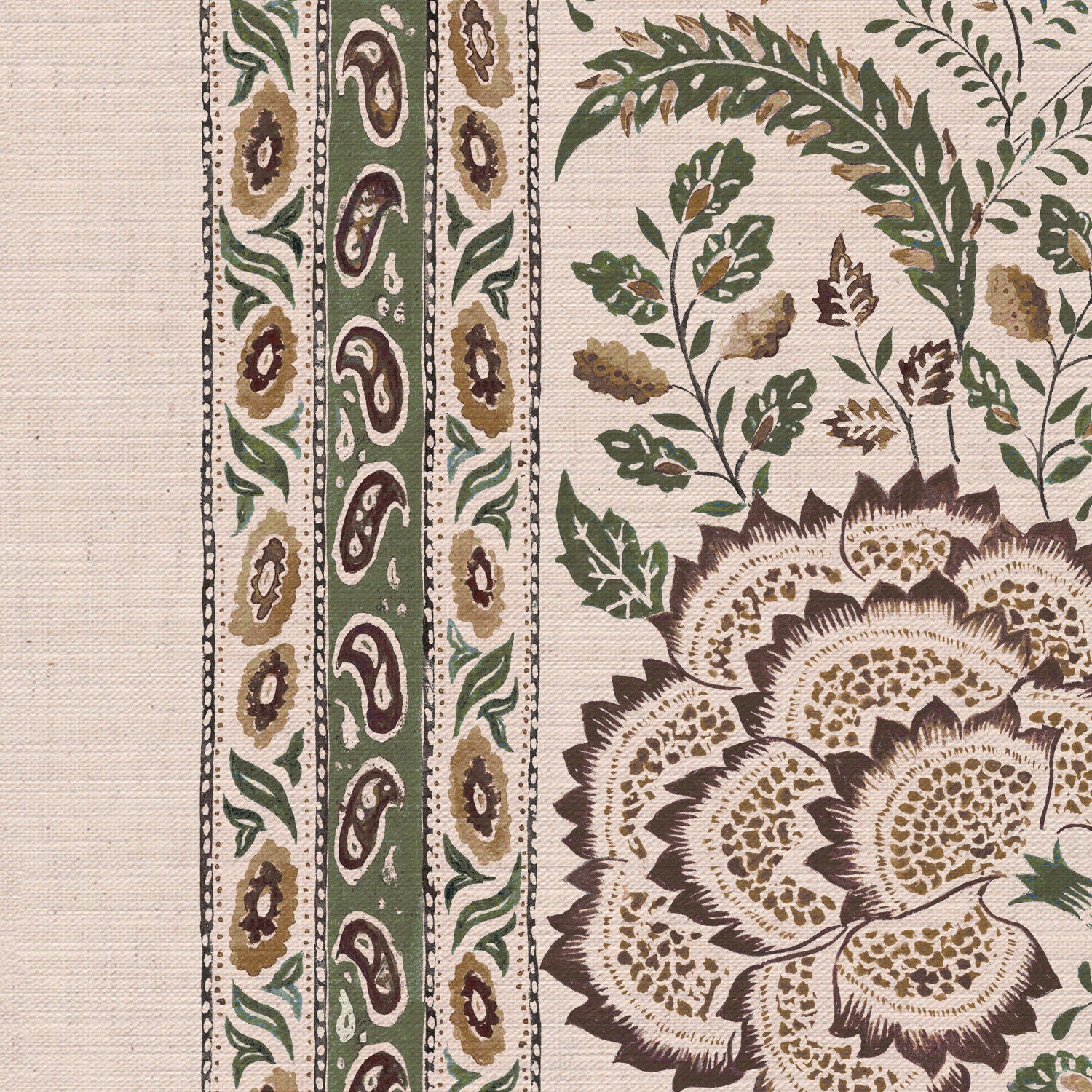 CW: Green gold and brown | BASE: Mercia Linen | HERO