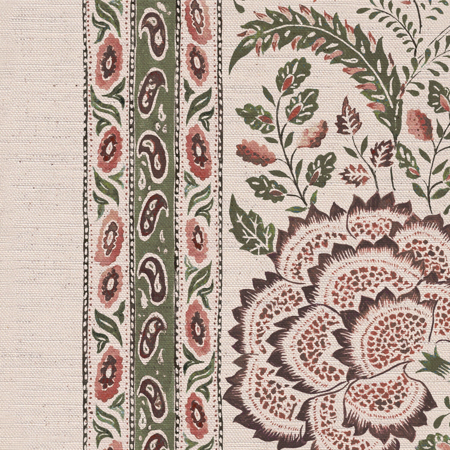 CW: Green pink and brown | BASE: Natural Luxury Linen | HERO