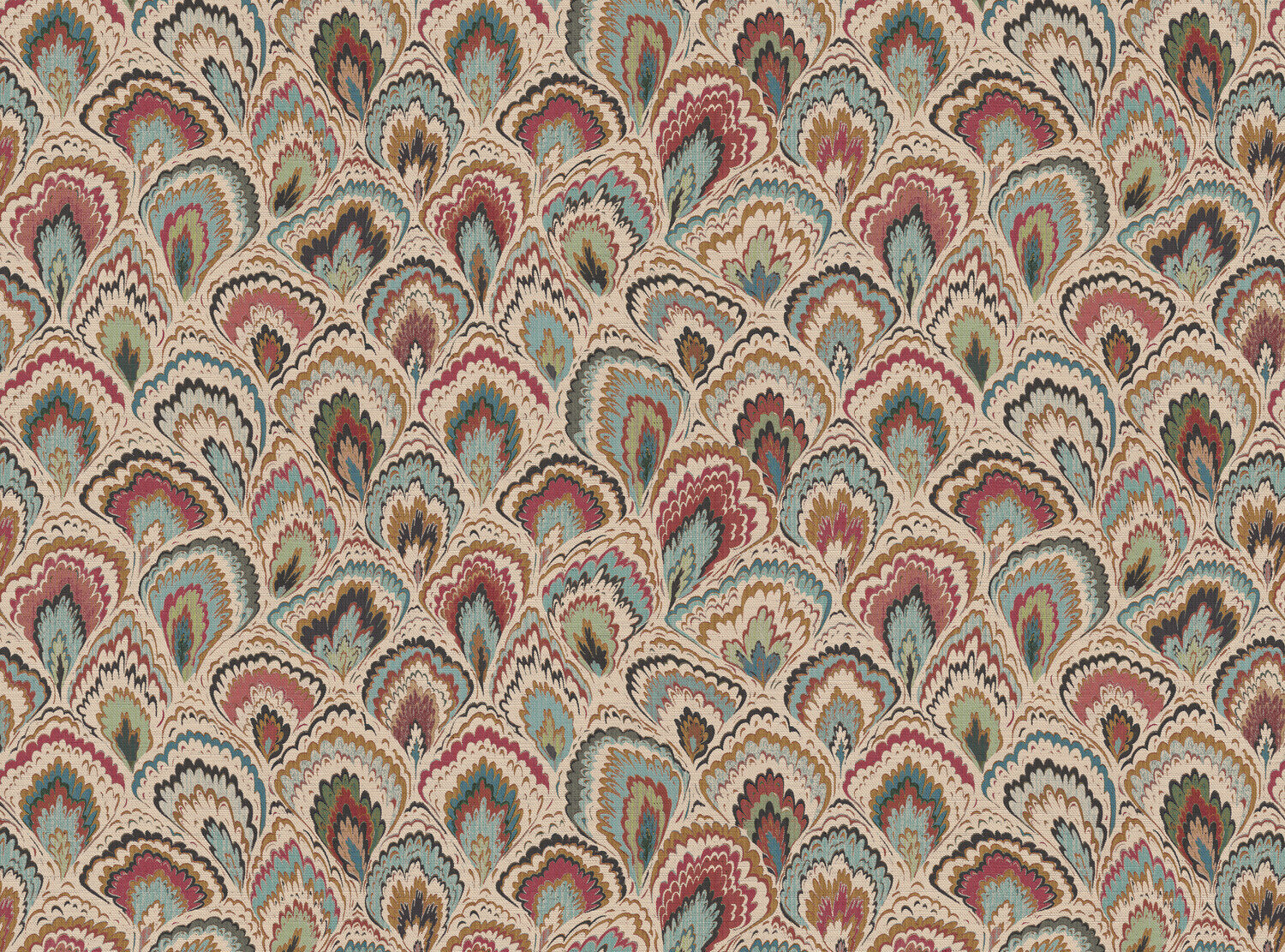 CW: Cream red green and blue | BASE: Natural Luxury Linen