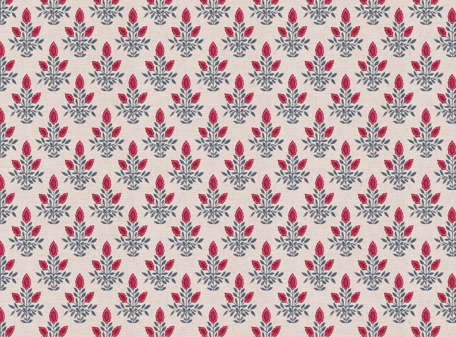 CW: Pinky red and grey blue white ground | BASE: Mercia Linen