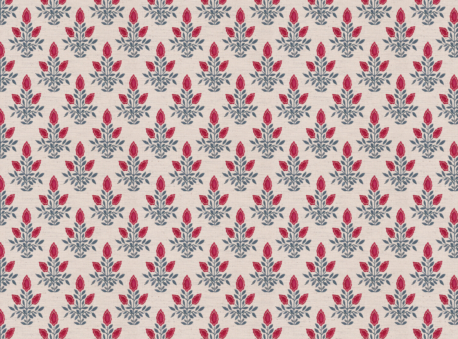 CW: Pinky red and grey blue white ground | BASE: Natural Luxury Linen