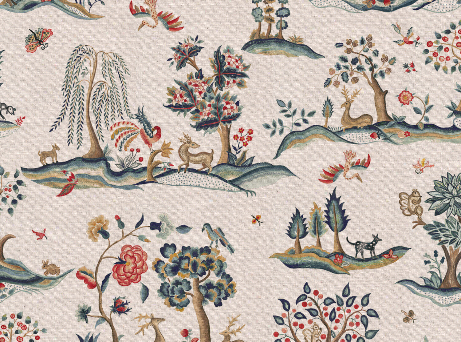 CW: Red and blue white ground | BASE: Mercia Linen