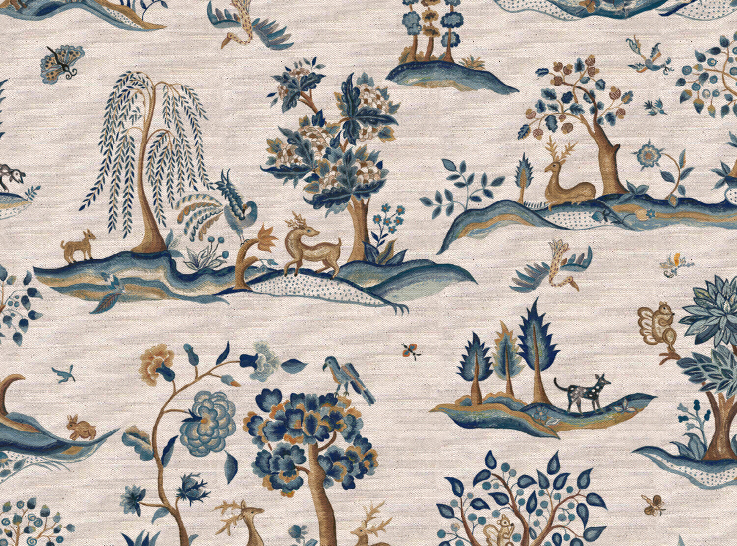 CW: Azure and chocolate white ground | BASE: Natural Luxury Linen